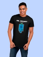 Star Editions Mr. Men Little Miss Mr. Grumpy 100% Cotton Black T-Shirt - Image 3 of 4