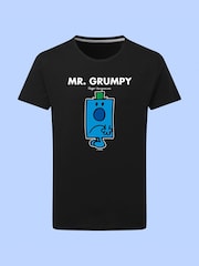 Star Editions Mr. Men Little Miss Mr. Grumpy 100% Cotton Black T-Shirt - Image 4 of 4