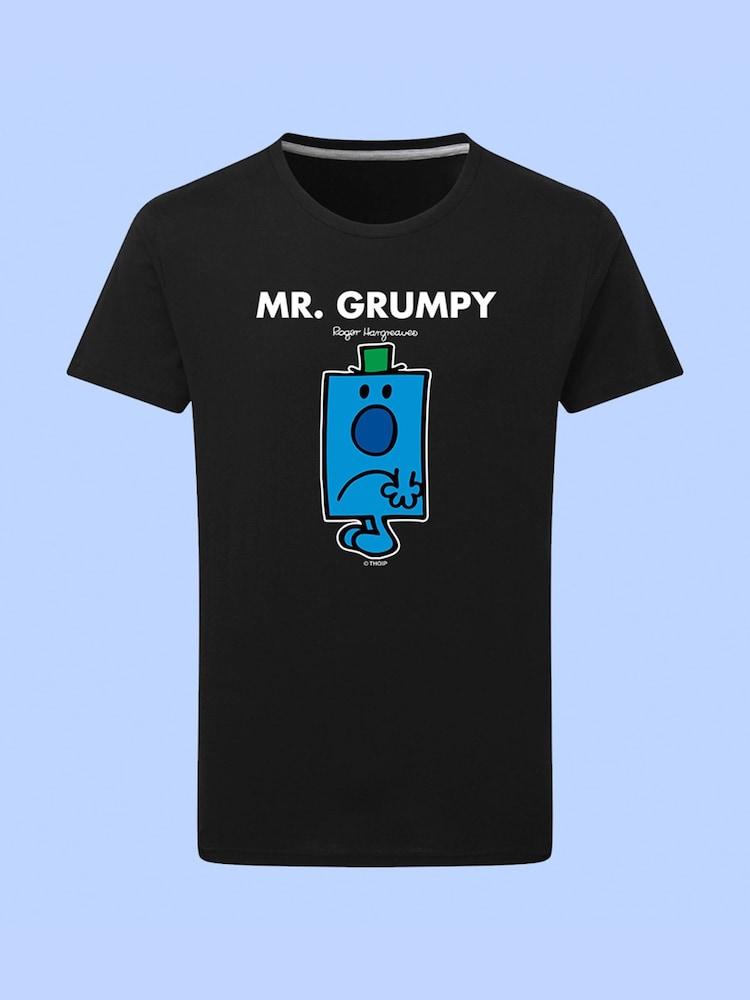 Star Editions Mr. Men Little Miss Mr. Grumpy 100% Cotton Black T-Shirt - Image 4 of 4