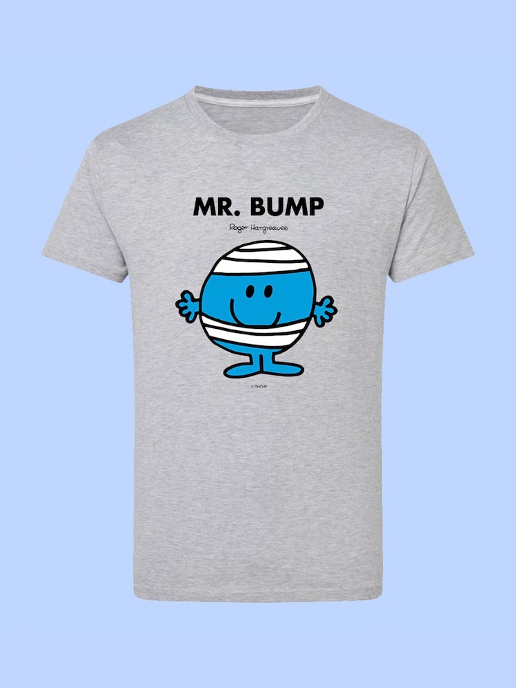 Star Editions Mr. Men Little Miss Mr. Bump Grey 100% Cotton T-Shirt - Image 4 of 4