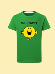 Star Editions Mr. Men Little Miss Mr. Happy Green 100% Cotton T-Shirt - Image 3 of 4