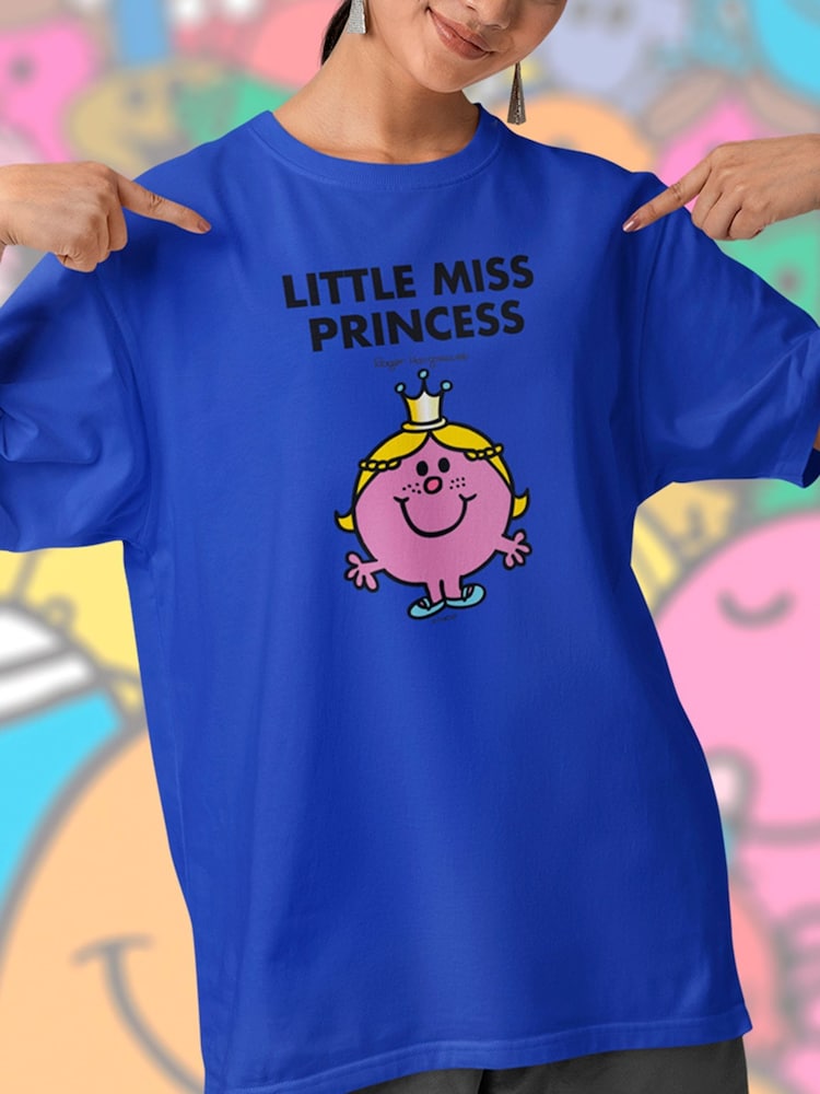 Star Editions Mr. Men Little Miss Princess Blue 100% Cotton T-Shirt - Image 1 of 4