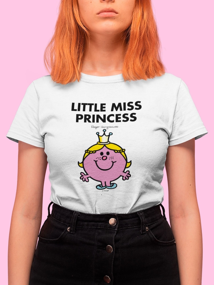 Star Editions Mr. Men Little Miss Princess 100% Cotton White T-Shirt - Image 2 of 4