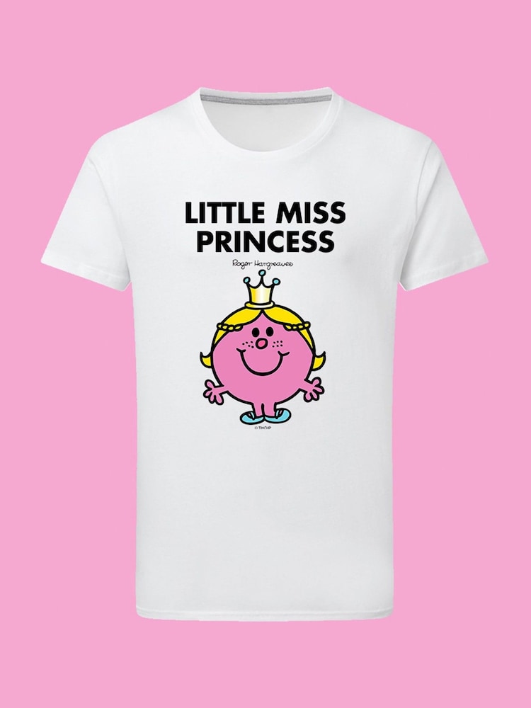 Star Editions Mr. Men Little Miss Princess 100% Cotton White T-Shirt - Image 4 of 4