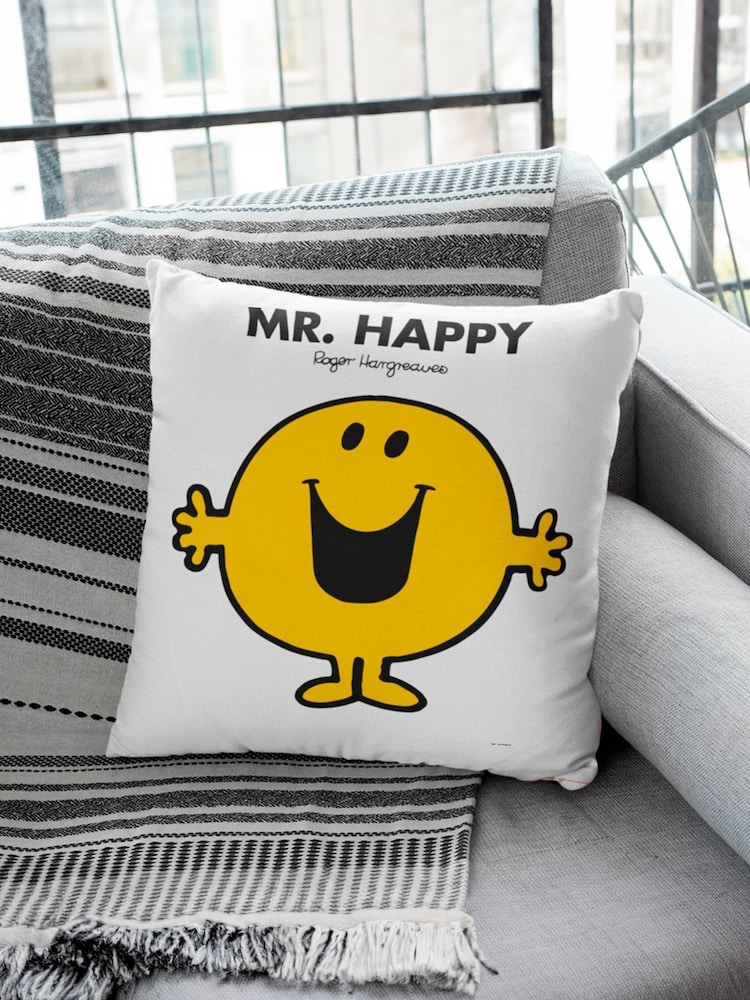 100% Cotton Mr Happy Cushion by Star Editions - Image 4 of 4