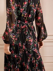 Love & Roses Black Floral Print Midi Dress - Image 4 of 4