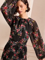 Love & Roses Black Floral Print Midi Dress - Image 4 of 4