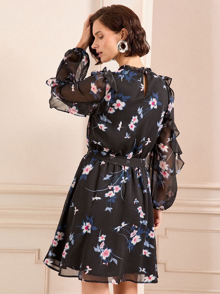 Love & Roses mini-robe à volants et ceinture - Image 3 of 4
