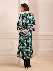 Love & Roses Black Petite Flute Sleeve Midi Dress - Image 4 of 4