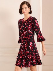 Love & Roses Red Heart Flute Sleeve Mini Dress - Image 1 of 4