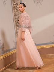 Love & Roses Pink Sequin Flute Sleeve Maxi Dress - Image 4 of 4