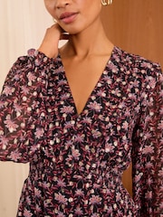 Love & Roses Black V-Neck Metallic Mini Dress - Image 2 of 4
