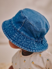 Blue Jersey 100% Cotton Baby Bucket Hat (0mths-2yrs) - Image 3 of 6