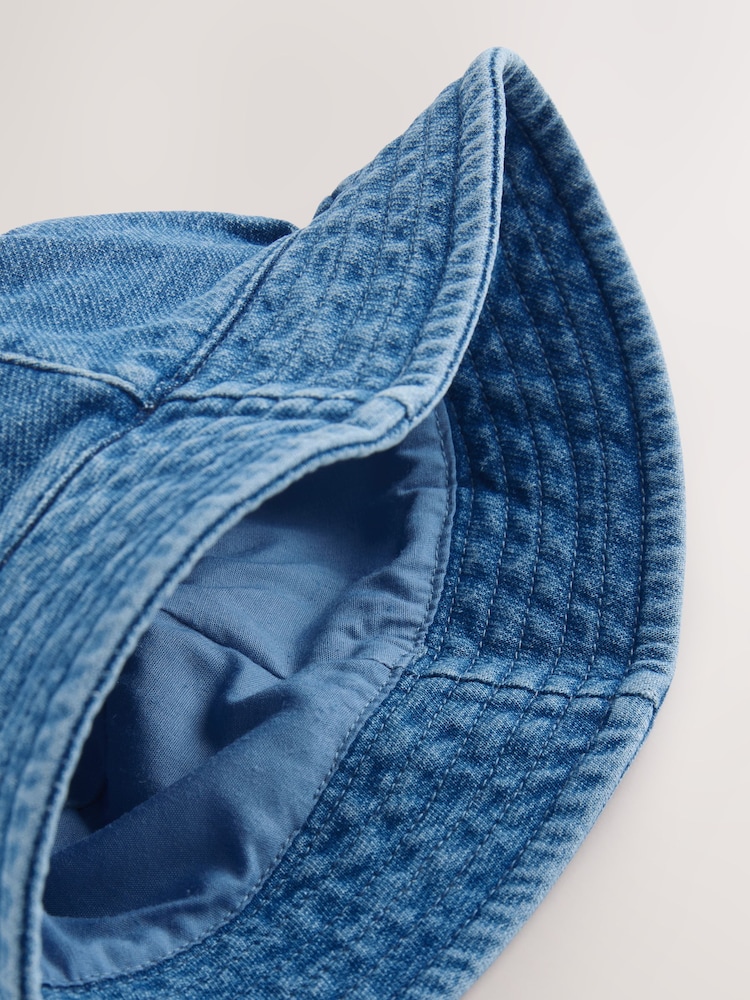 Blue Jersey 100% Cotton Baby Bucket Hat (0mths-2yrs) - Image 6 of 6