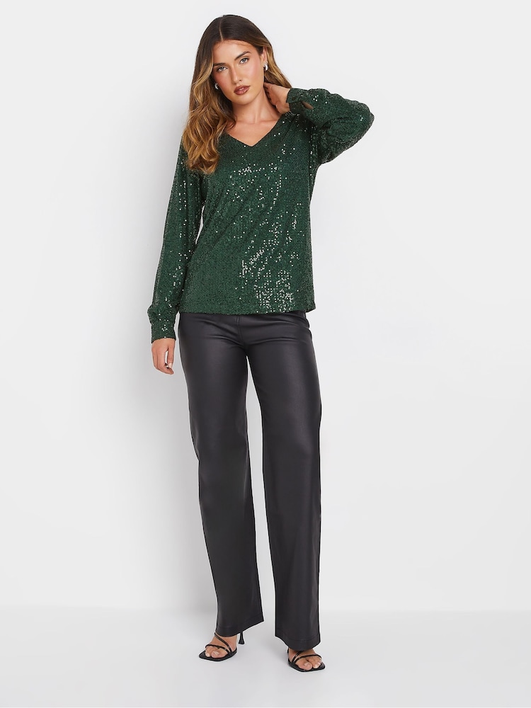 Long Tall Sally Sequin V-Neck Long Sleeve Top - Bild 2 von 5 Long Tall Sally Sequin V-Neck Long Sleeve Top - Bild 2 von 5