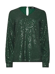Long Tall Sally Green Sequin V-Neck Long Sleeve Top - Image 5 of 5