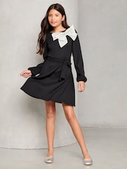 Lipsy Black Jersey Bow Detail Dress (5-16yrs) (5-16yrs) - Image 3 of 4