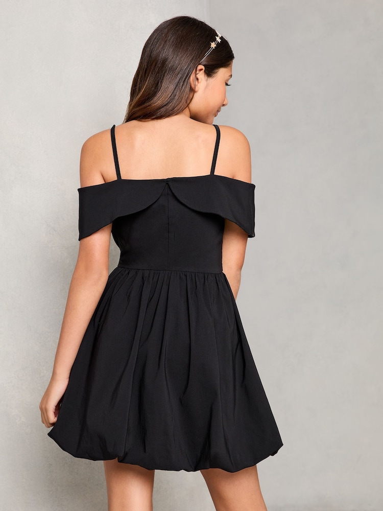 Lipsy Black Bow Bardot Puffball Dress (5-16yrs) - Image 4 of 4