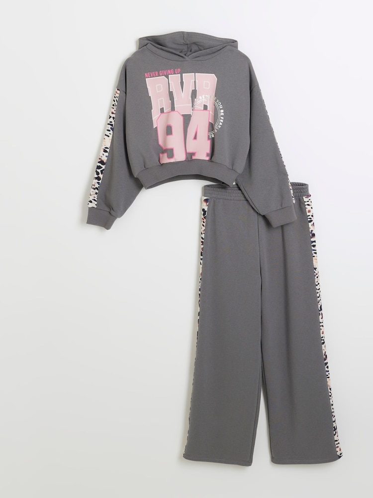 River Island Mädchen Active Sweatshirt-Set mit Seitenstreifen - Bild 1 von 4 River Island Mädchen Active Sweatshirt-Set mit Seitenstreifen - Bild 1 von 4