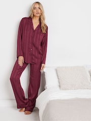 Long Tall Sally Purple Jacquard Stripe Satin Pyjamas Set - Image 2 of 5