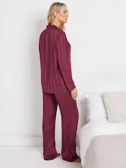 Long Tall Sally Purple Jacquard Stripe Satin Pyjamas Set - Image 3 of 5