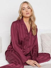 Long Tall Sally Purple Jacquard Stripe Satin Pyjamas Set - Image 4 of 5