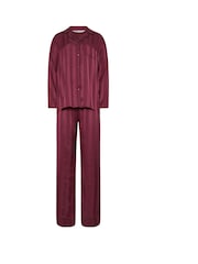 Long Tall Sally Purple Jacquard Stripe Satin Pyjamas Set - Image 5 of 5