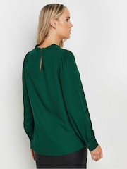 Long Tall Sally Dark Green Woven Pleated Blouse - Image 3 of 5