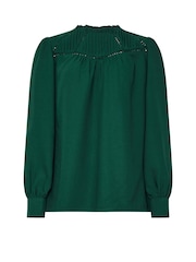 Long Tall Sally Dark Green Woven Pleated Blouse - Image 5 of 5