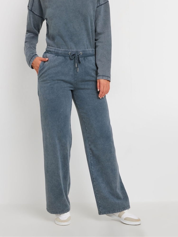 Long Tall Sally Blue Acid Wash Cuffed Joggers - Image 2 of 5