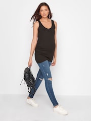 Long Tall Sally Blue Maternity Distressed AVA Stretch Skinny Jeans - Image 2 of 8