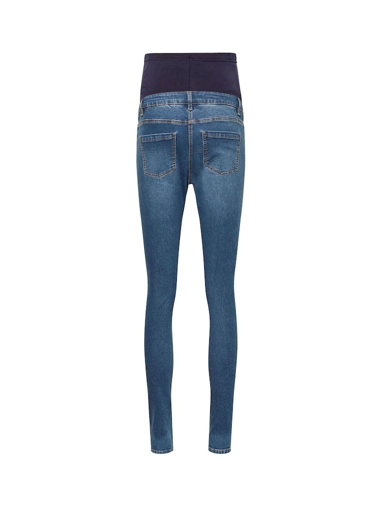 Long Tall Sally Blue Maternity Distressed AVA Stretch Skinny Jeans - Image 8 of 8