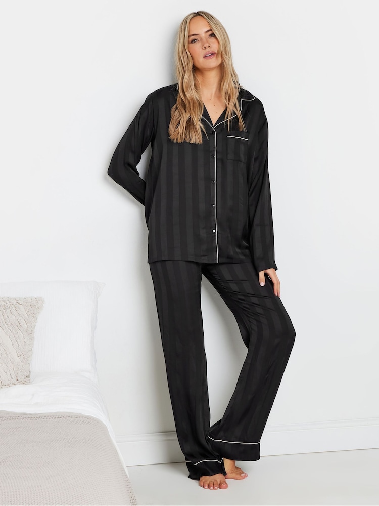 Long Tall Sally Satin-Pyjama-Set mit Jacquard-Streifenmuster - Bild 1 von 5 Long Tall Sally Satin-Pyjama-Set mit Jacquard-Streifenmuster - Bild 1 von 5
