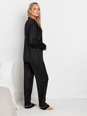 Long Tall Sally Black Jacquard Stripe Satin Pyjamas Set - Image 3 of 5