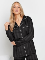 Long Tall Sally Black Jacquard Stripe Satin Pyjamas Set - Image 4 of 5