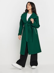 PixieGirl Petite Green Wrap Belted Coat - Image 2 of 5