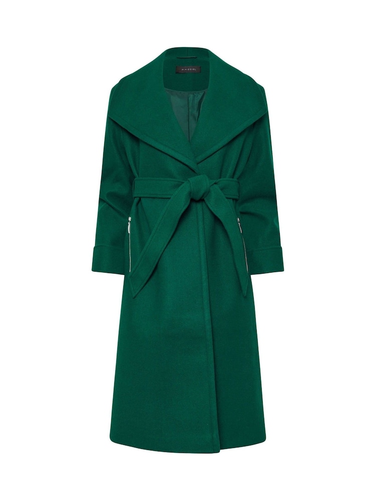 PixieGirl Petite Green Wrap Belted Coat - Image 5 of 5