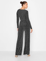 Long Tall Sally Black Sparkle Wrap Jumpsuit - Image 3 of 3