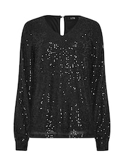 Long Tall Sally Black Sequin V-Neck Long Sleeve Top - Image 5 of 5