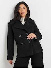 PixieGirl Petite Black Double Breasted Pea Coat - Image 1 of 5