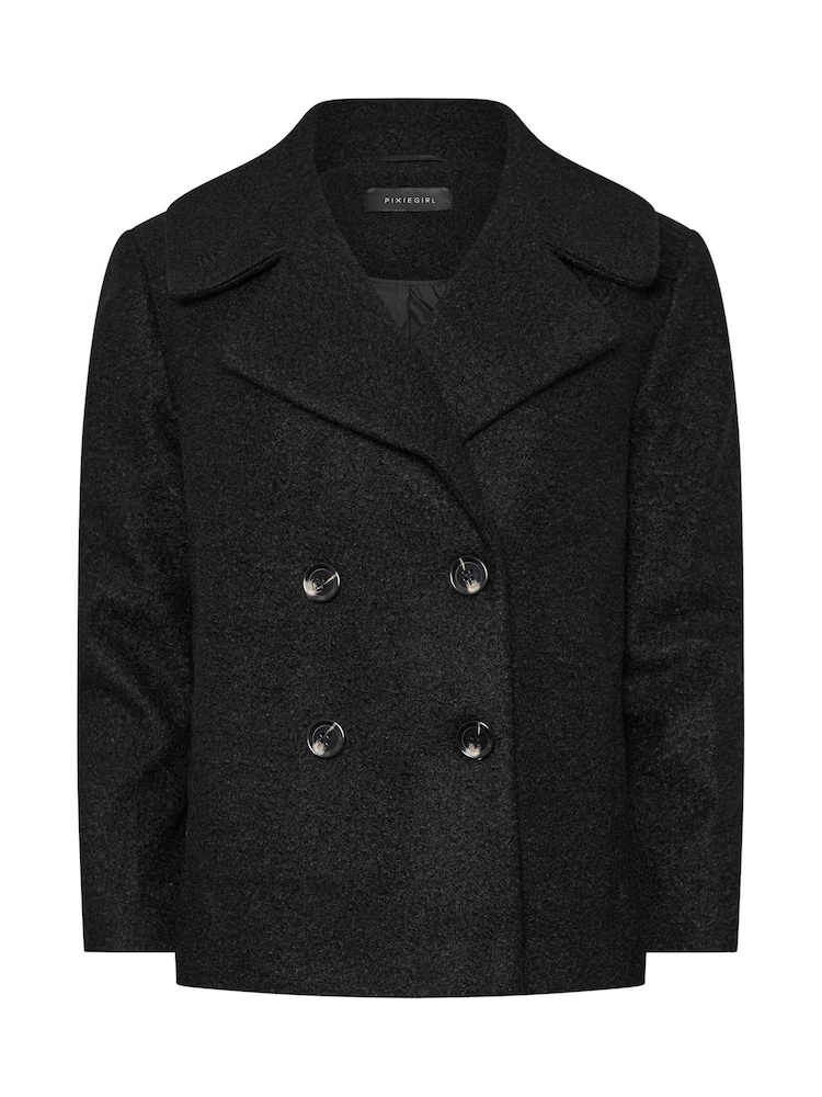 PixieGirl Petite Black Double Breasted Pea Coat - Image 5 of 5
