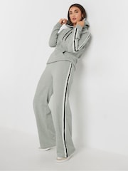 Long Tall Sally Grey Side Stripe Wide Leg Joggers - Image 1 of 5