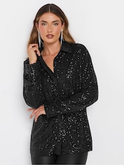 Long Tall Sally Black Sequin Shirt - Image 1 of 5