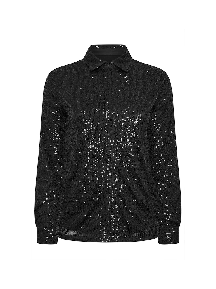 Long Tall Sally Black Sequin Shirt - Image 5 of 5