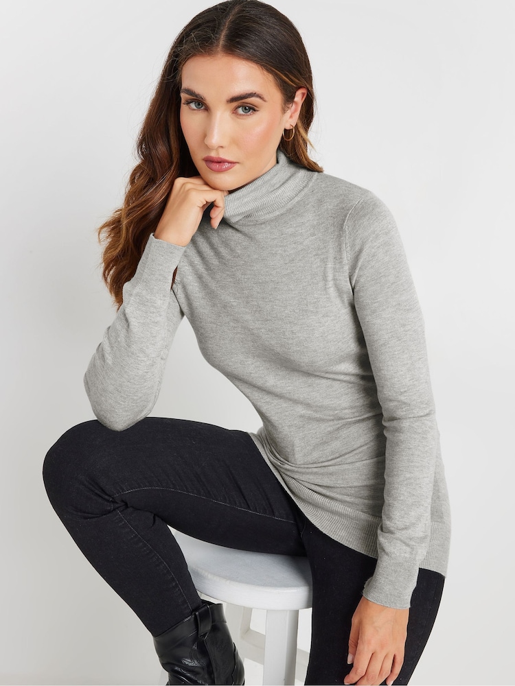 Long Tall Sally Grey Roll Neck Fine Gauge Jumper - Image 1 of 5