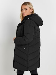 PixieGirl Petite Black Borg Hooded Midi Padded Coat - Image 3 of 5