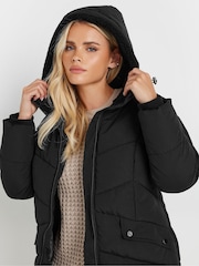 PixieGirl Petite Black Borg Hooded Midi Padded Coat - Image 4 of 5