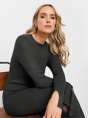 Long Tall Sally Grey Crew Ribbed Dress - Image 4 of 5