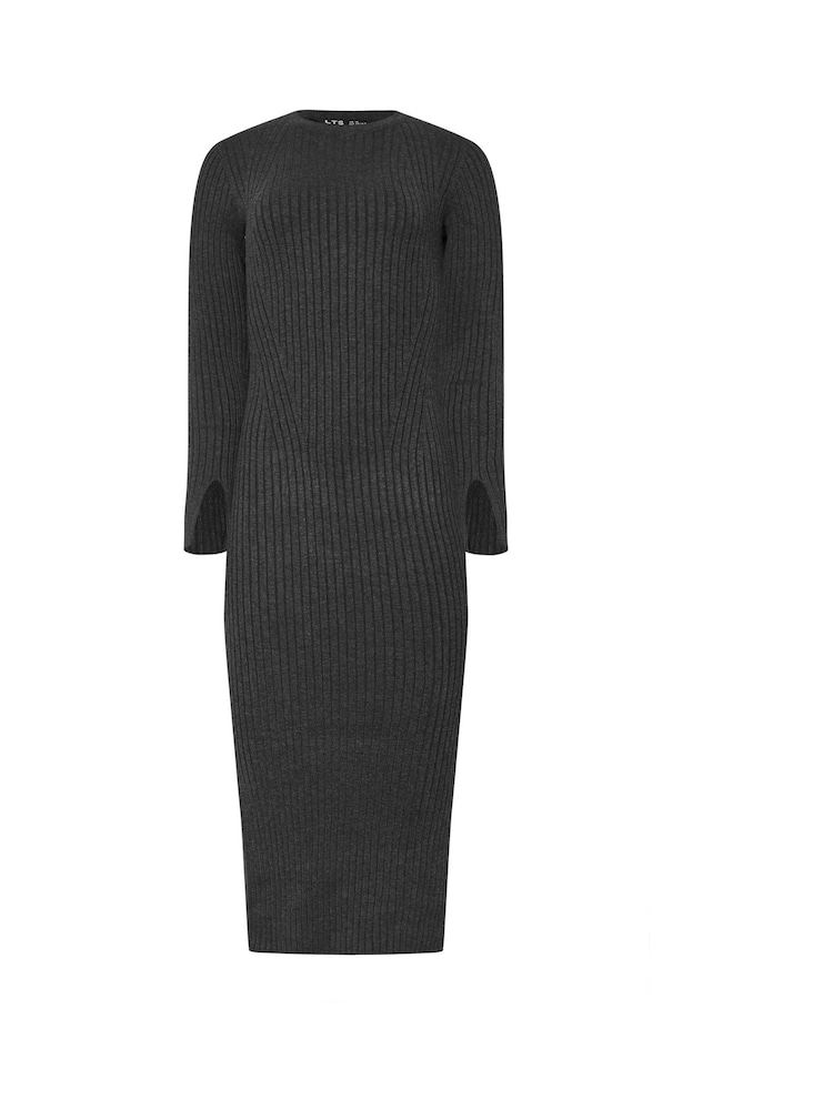 Long Tall Sally Grey Crew Ribbed Dress - Image 5 of 5