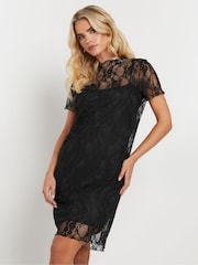 PixieGirl Petite Black Lace Short Sleeve Dress - Image 3 of 6